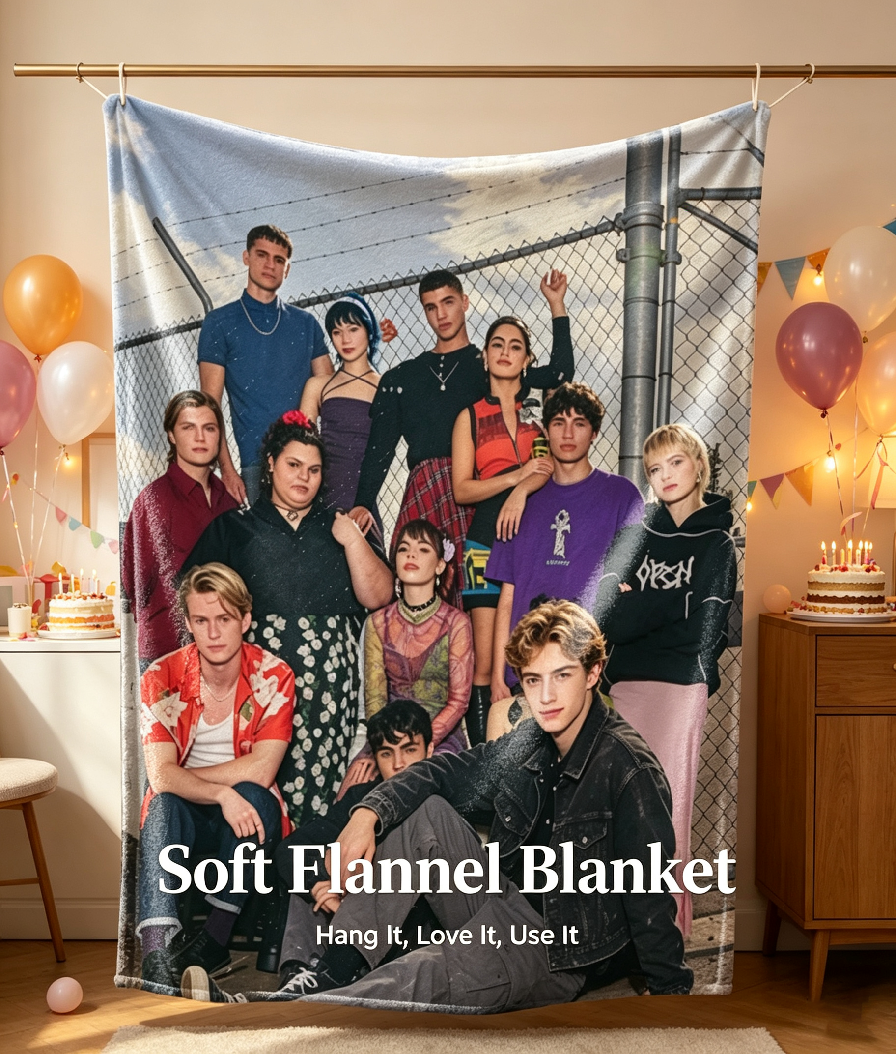Custom Face Blanket Featuring Diverse Youth Group Portrait Flannel Blanket Perfect for Cozy Nights and Unique Gift or Giveaway Idea