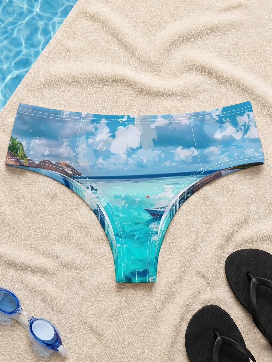 Crystal Clear Waters and Boats Under a Summer Sky -  Men's swim trunks