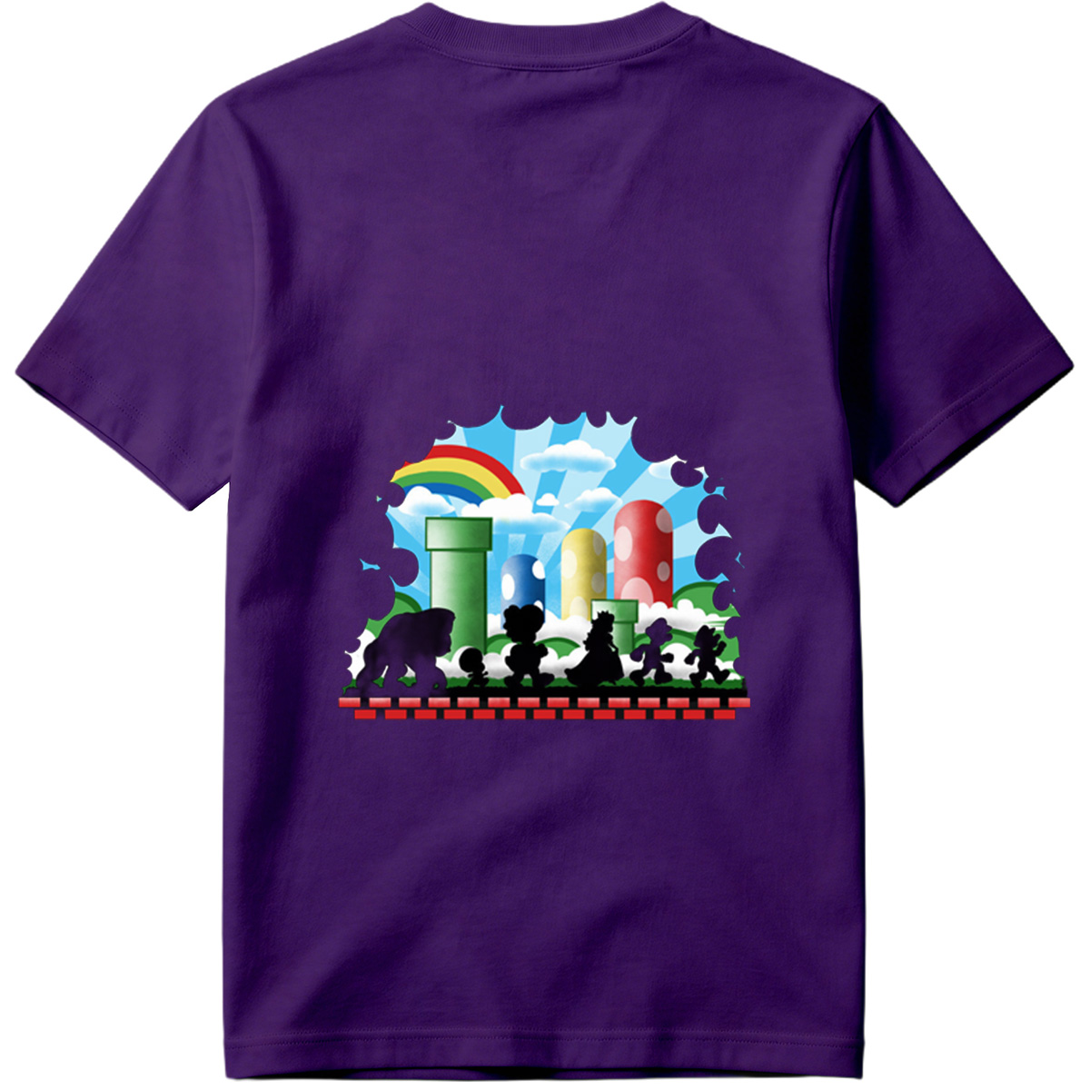 Super Mario Silhouettes: Koopa, Toad, Princess, Mario, and Luigi - Tee