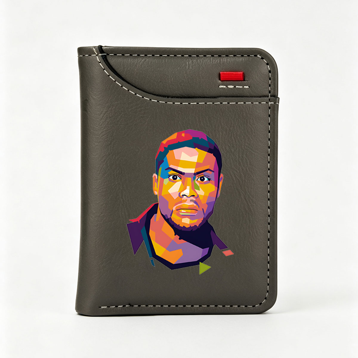 Colorful Geometric Portrait of a Man - Vertical Style Wallet