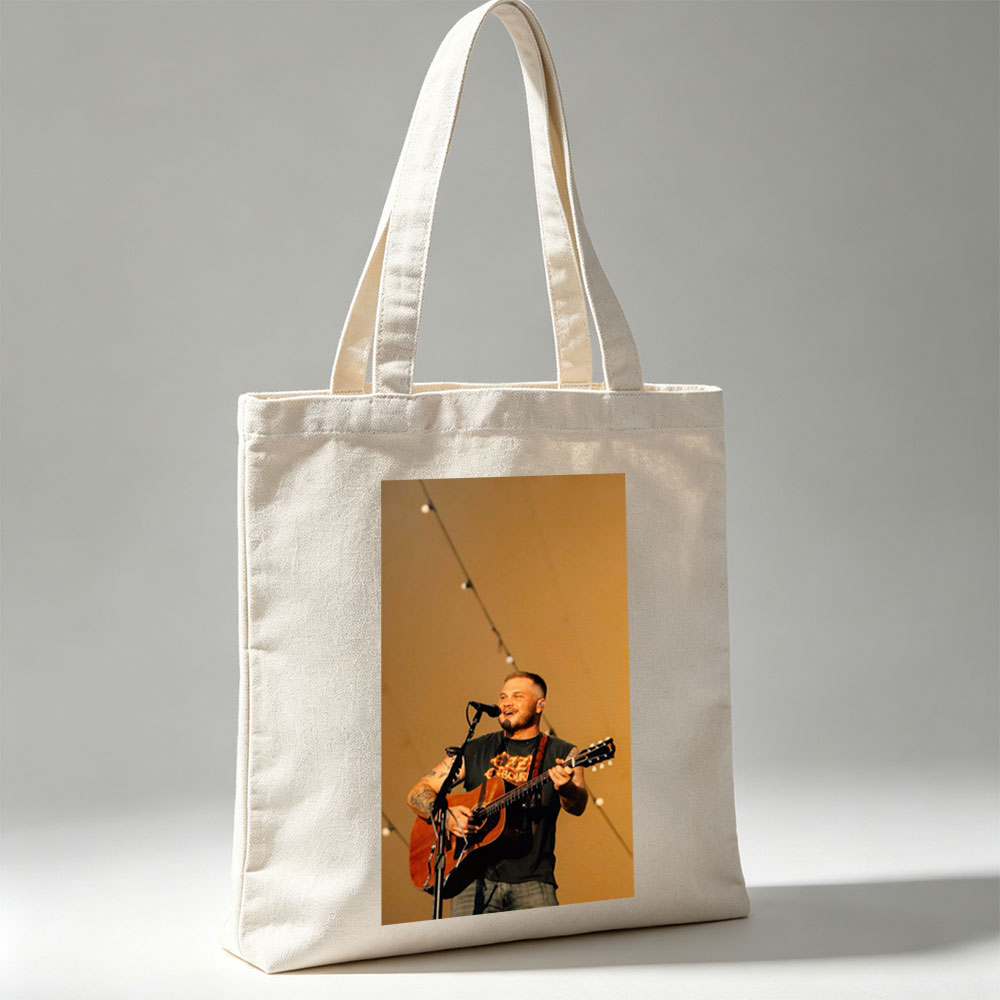 Brantley Gilbert Performing Live with Acoustic Guitar on Stage - Canvas tote bags