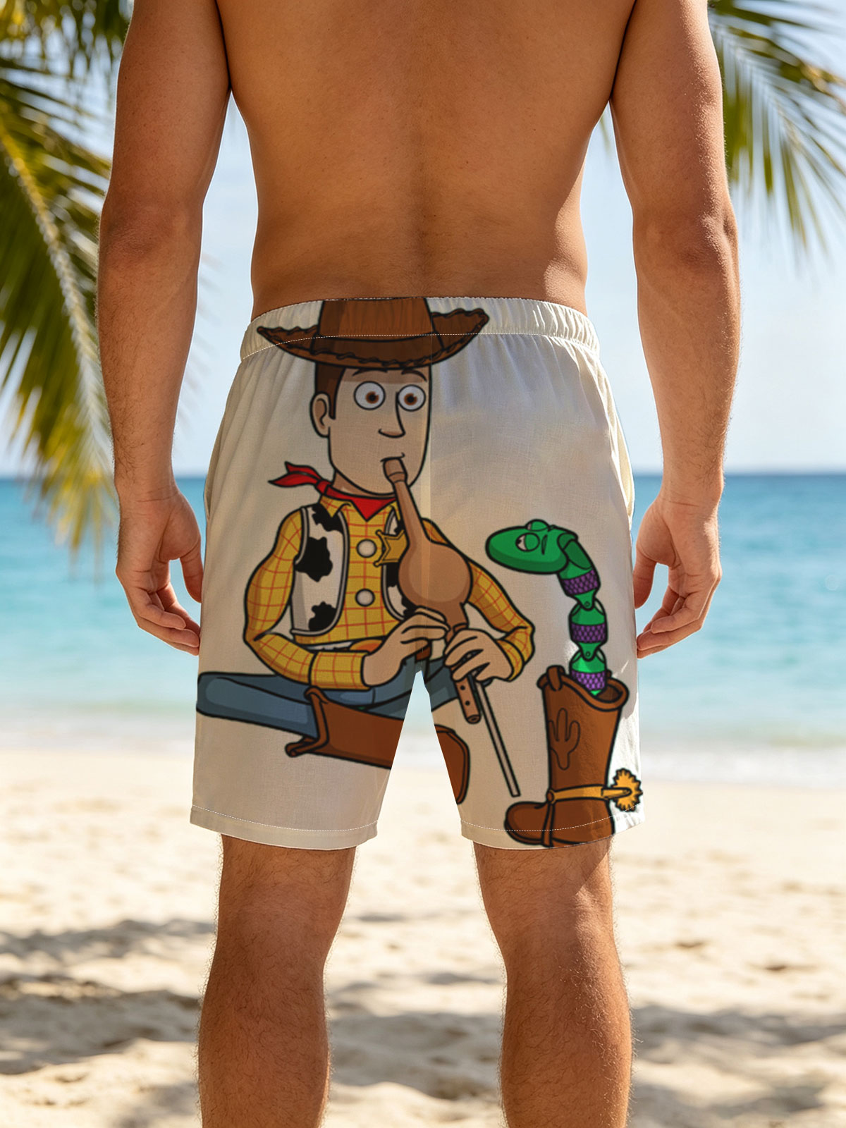 Woody Playing Flute with Snake in Boot -  Beach shorts