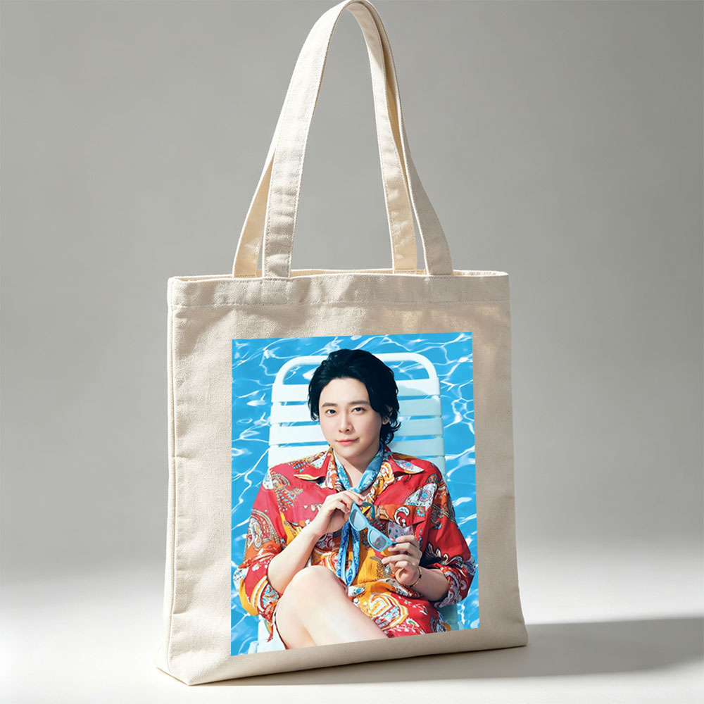 Kazuma Komatsu Relaxing by the Pool in Vibrant Summer Outfit - Canvas tote bags