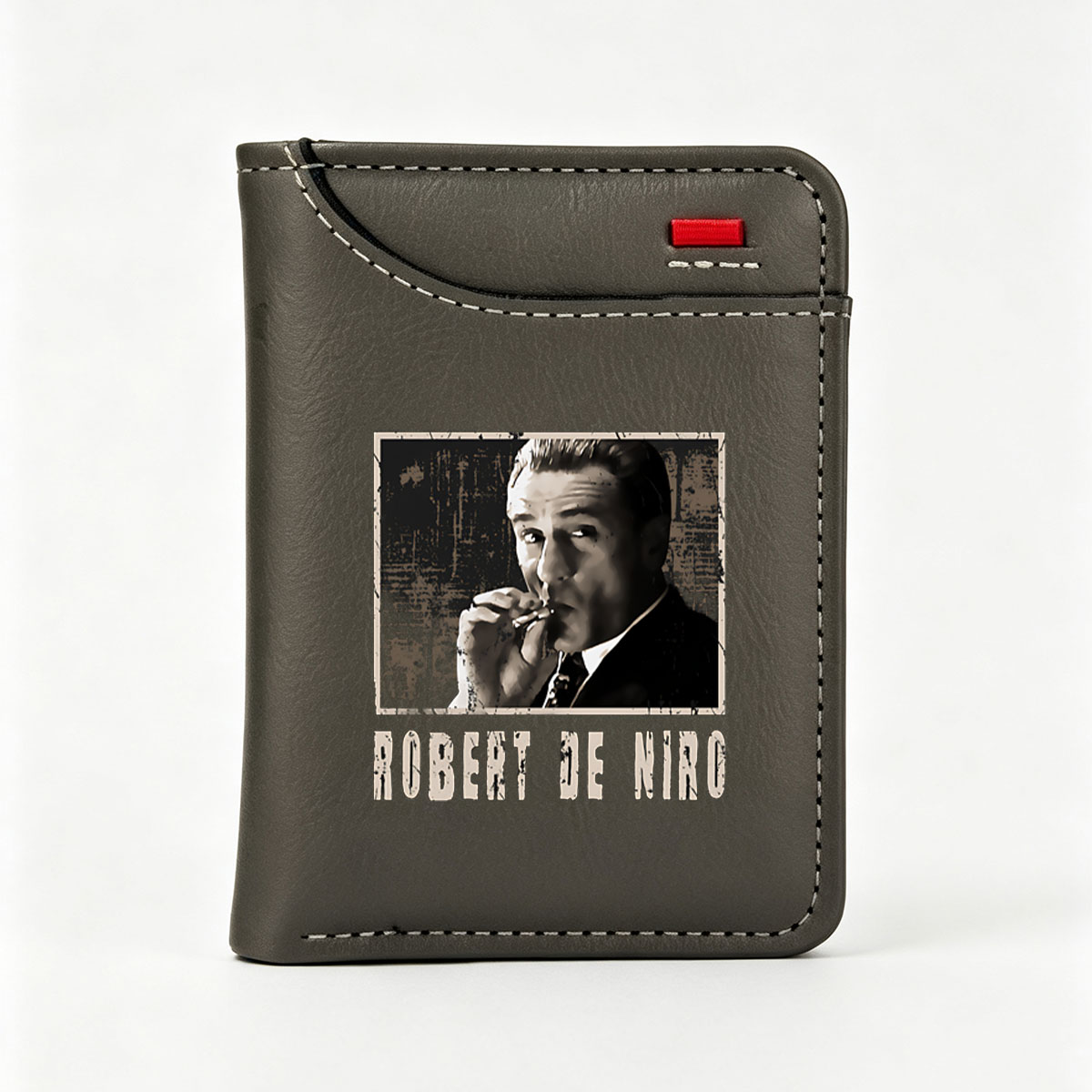 Robert De Niro Smoking Cigar in Classic Black and White Portrait - Vertical Style Wallet