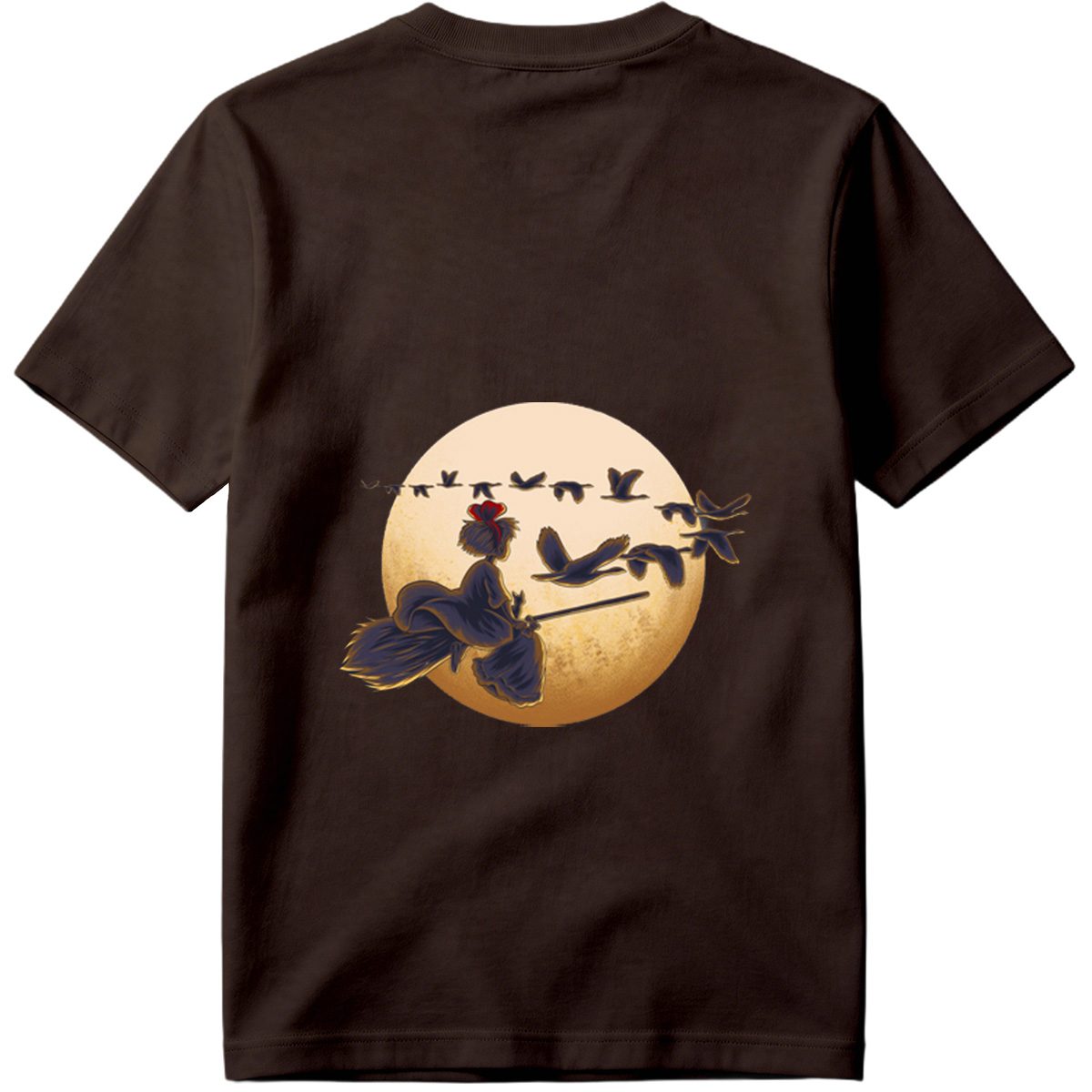 Mulan Flying on a Broomstick with Geese Against the Moon - Tee