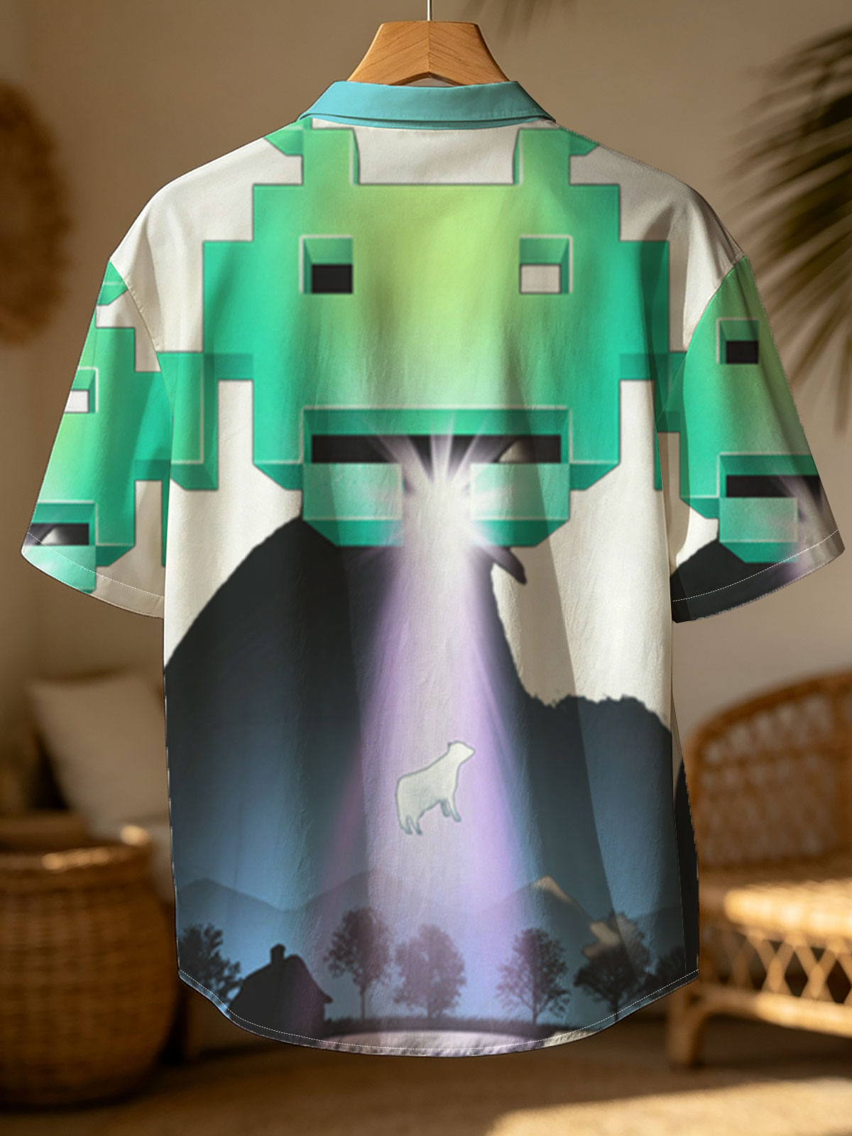 Alien Invader and Dog in Beam of Light -  Shirt