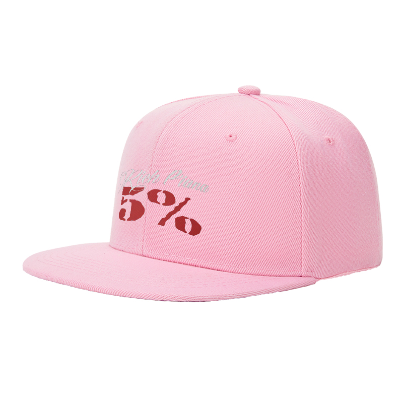 Flat Brim Baseball Cap Rich Piana 5% Logo Print Streetwear Underground Skate Style for Basketball Court Skate Park Urban Athletes and Rap Artists