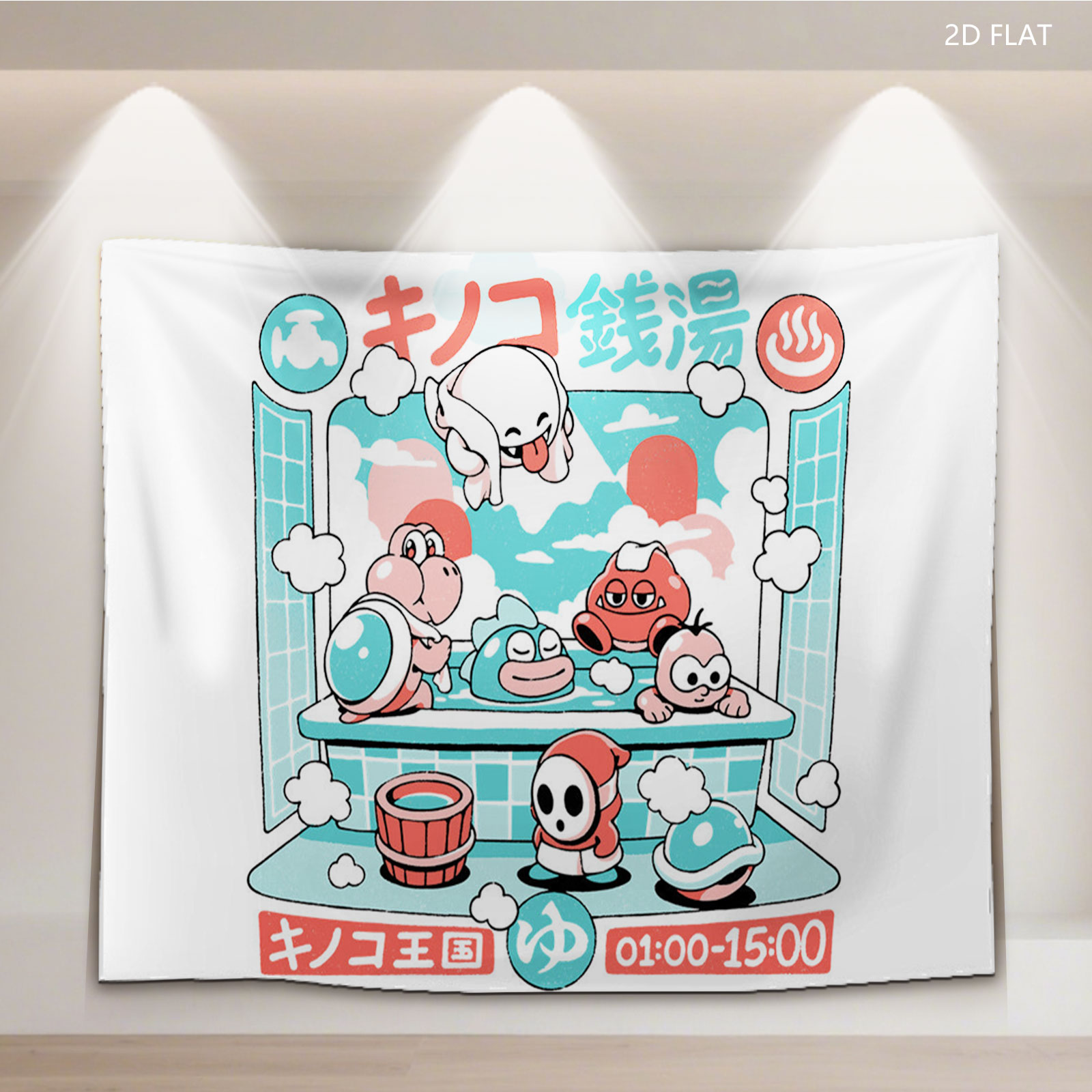 Toad Spa: Mario Characters Relax in Hot Spring, 1:00-15:00 - Tapestry