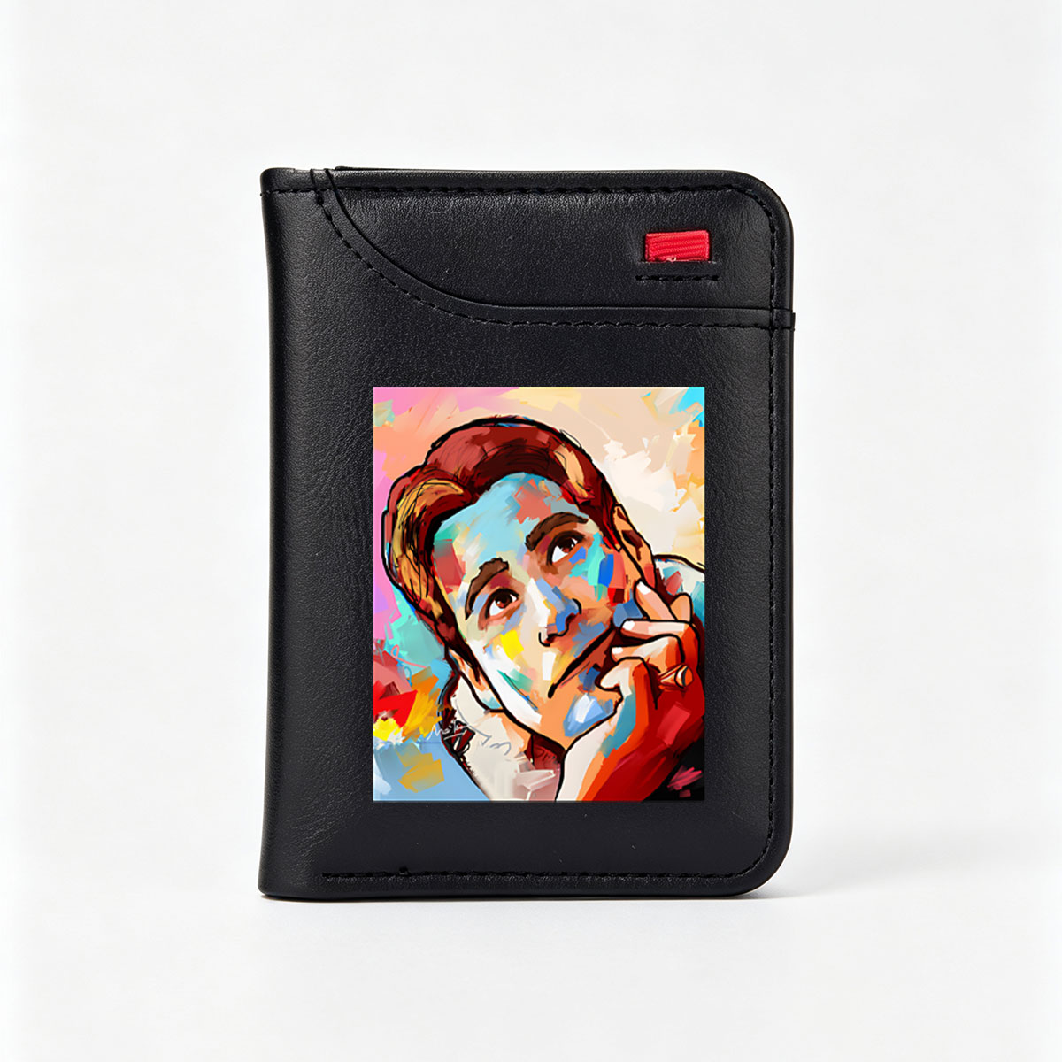 Colorful Portrait of a Man in Contemplation - Vertical Style Wallet