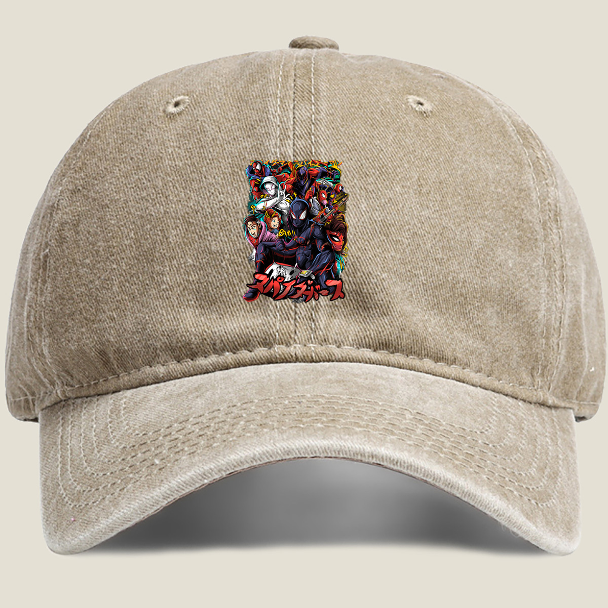 Spider-Verse: Miles Morales, Gwen Stacy, Peter Parker, and the Spider-Family - Washed Denim - Baseball Cap