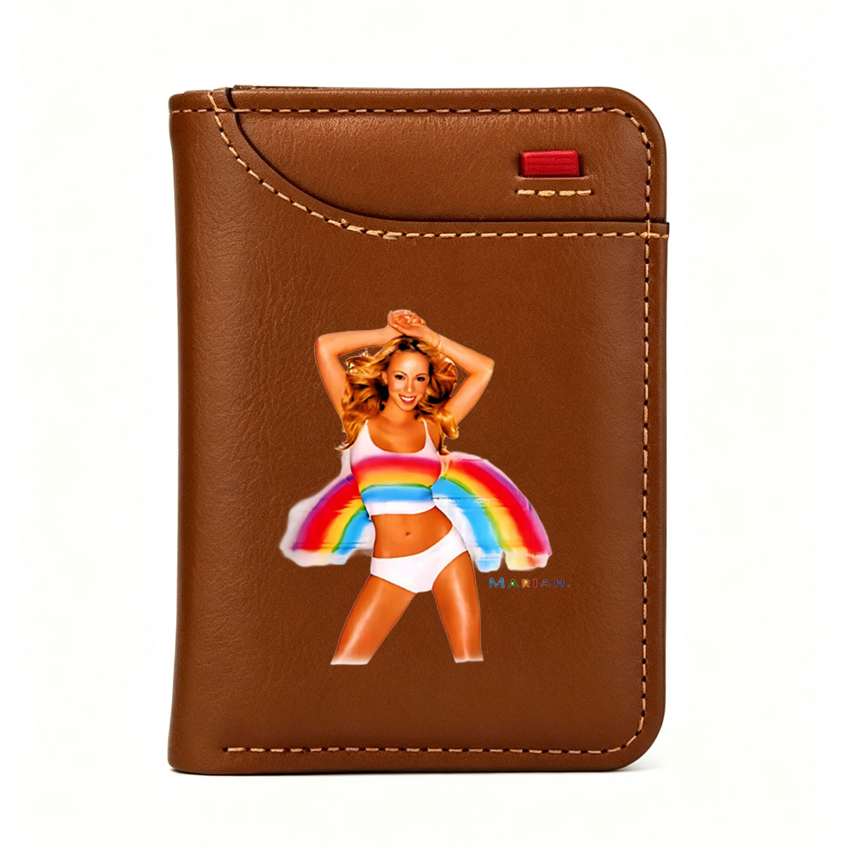 Mariah Carey in Rainbow Outfit with Wings - Vertical Style Wallet