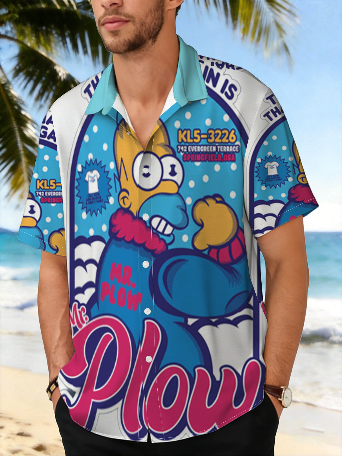 Homer Simpson as Mr. Plow, Springfield USA, KL5-3226, Evergreen Terrace -  Shirt