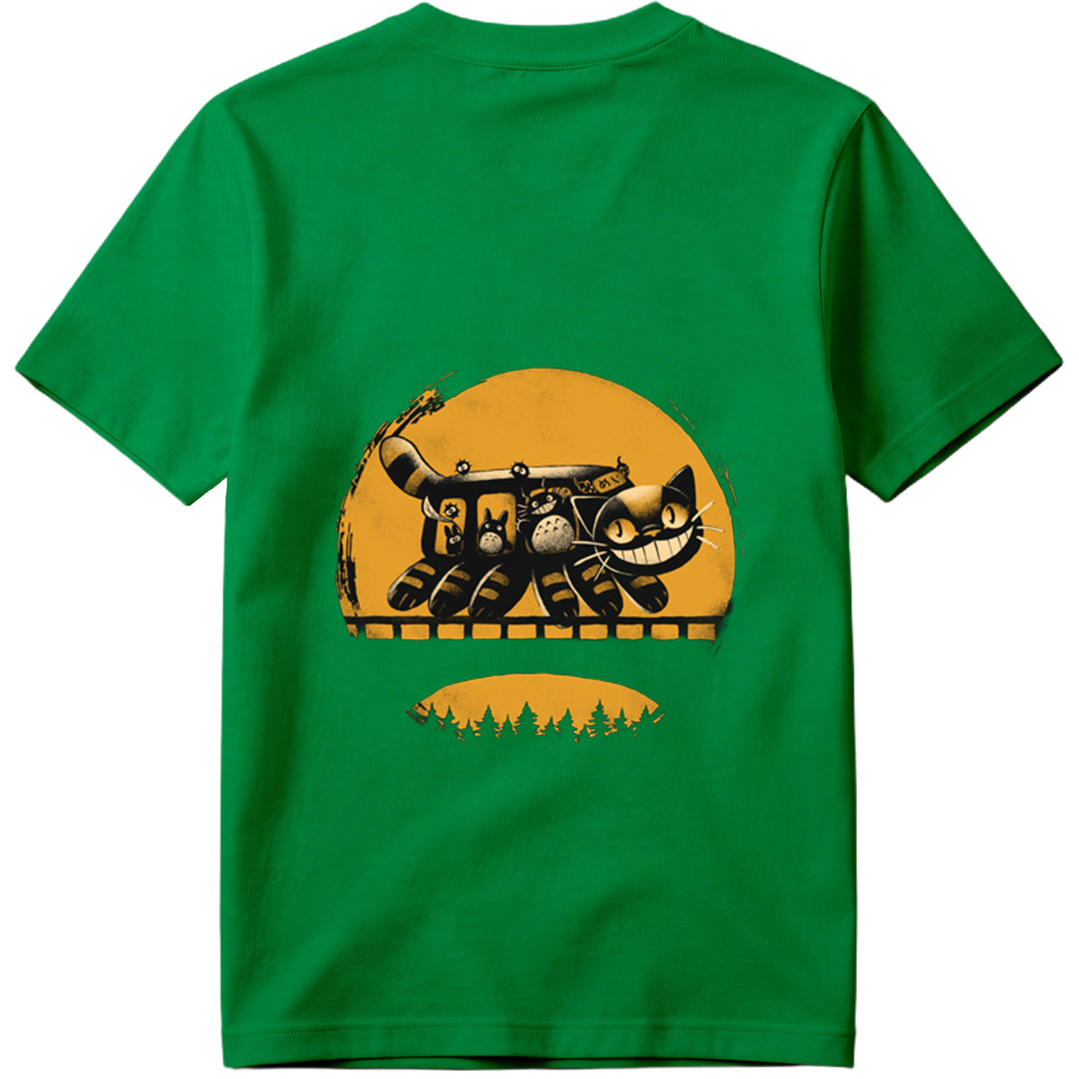 Catbus and Totoro on a Moonlit Journey - Tee