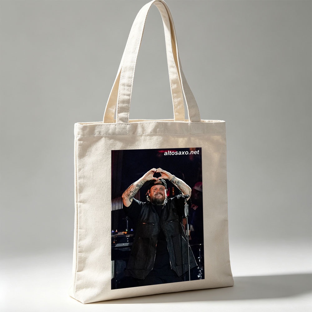Luke Combs on Stage Making Heart Gesture with Hands - Canvas tote bags