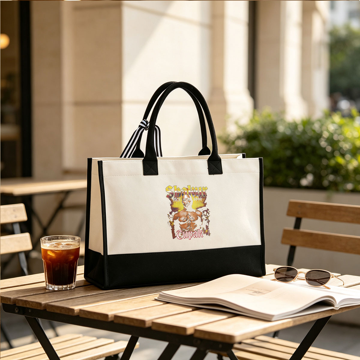 Tupac Shakur 1971-1996: Legendary Rapper and Icon - Canvas patchwork gift tote bag