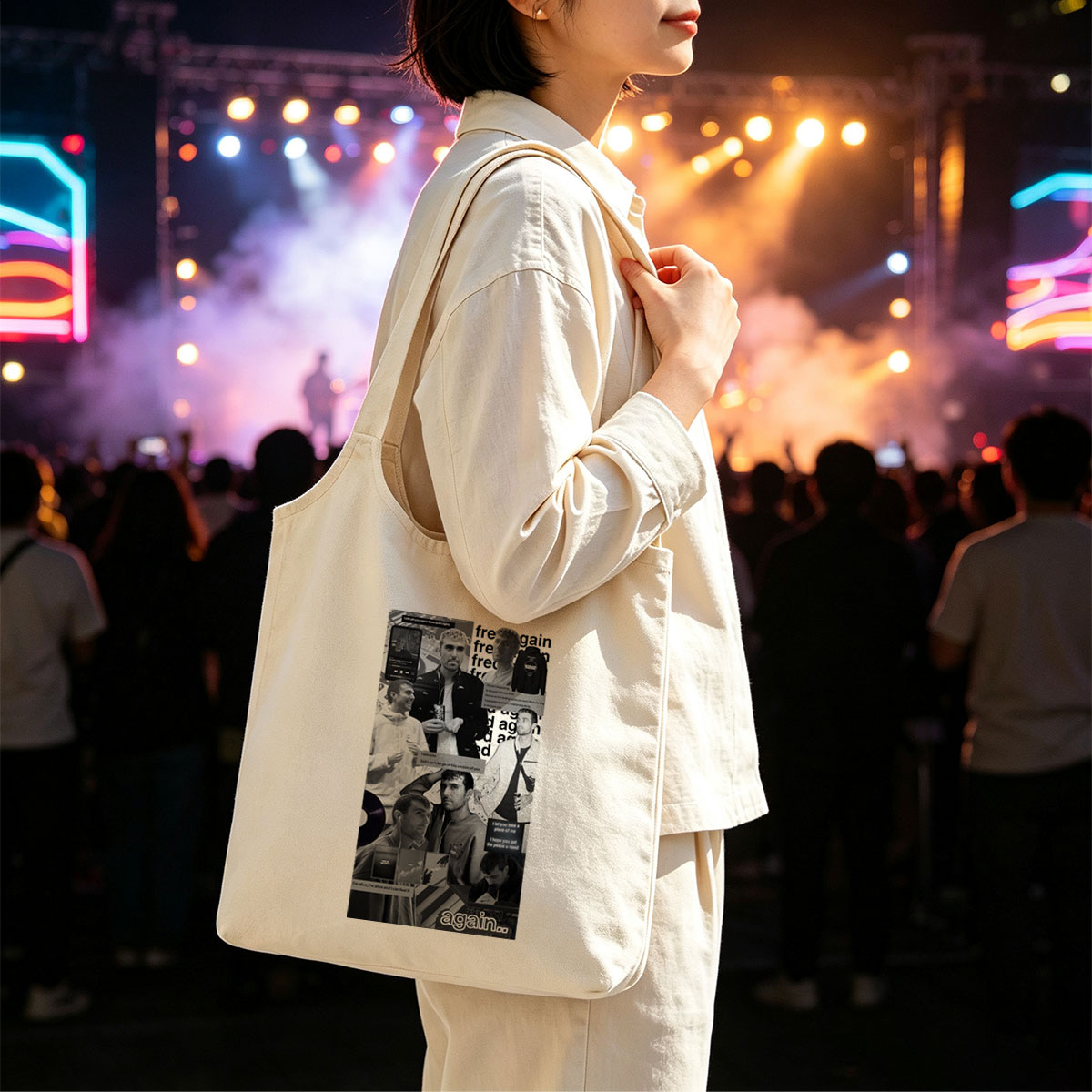 Maluma in a Collage of Emotional Moments Featuring Lyrics and Music Themes - Canvas shoulder bags/