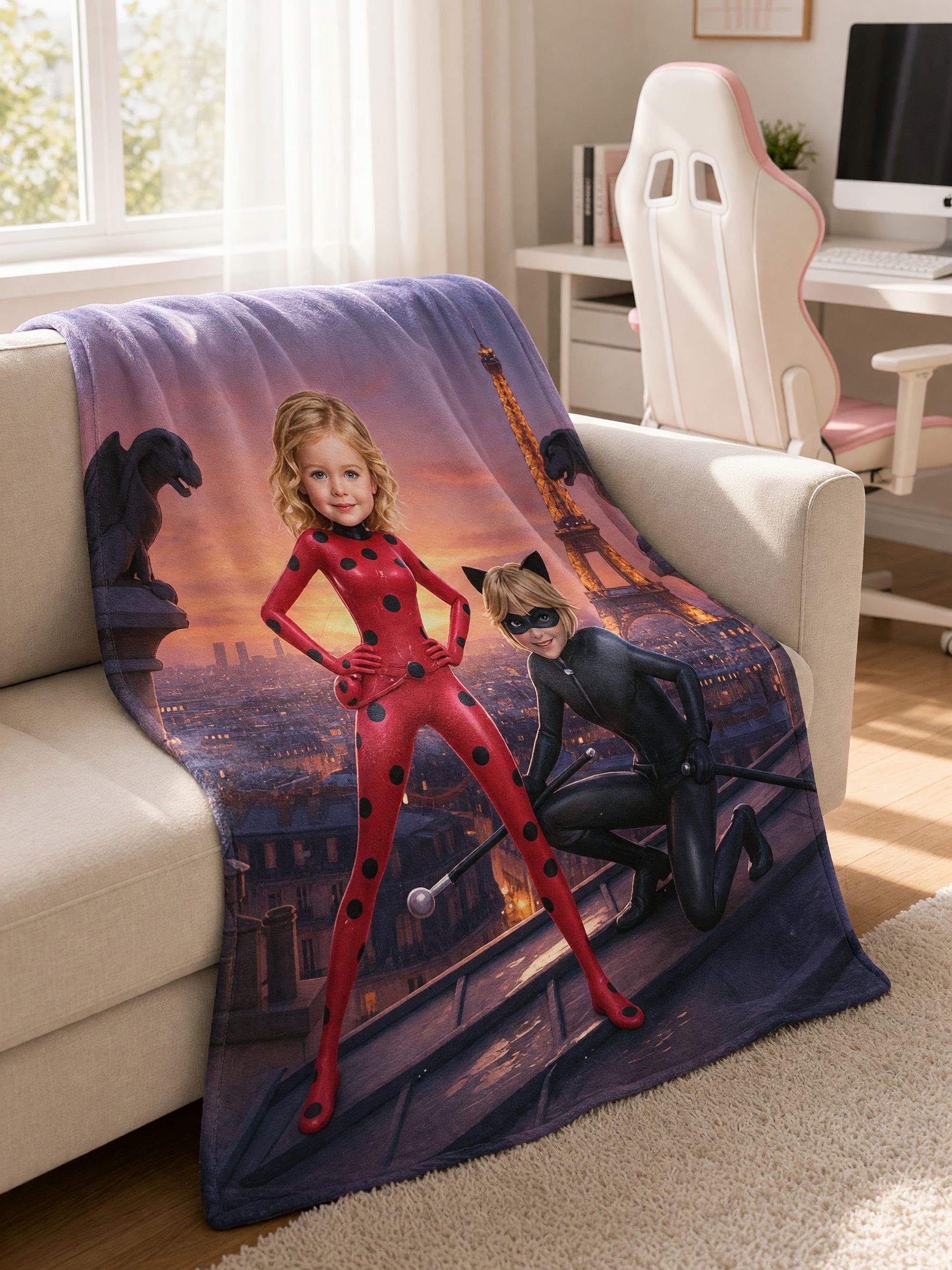 Custom Face Photo Superhero Fleece Blanket, Personalized Cozy Flannel Throw for Kids, Ideal Birthday Keepsake Gift