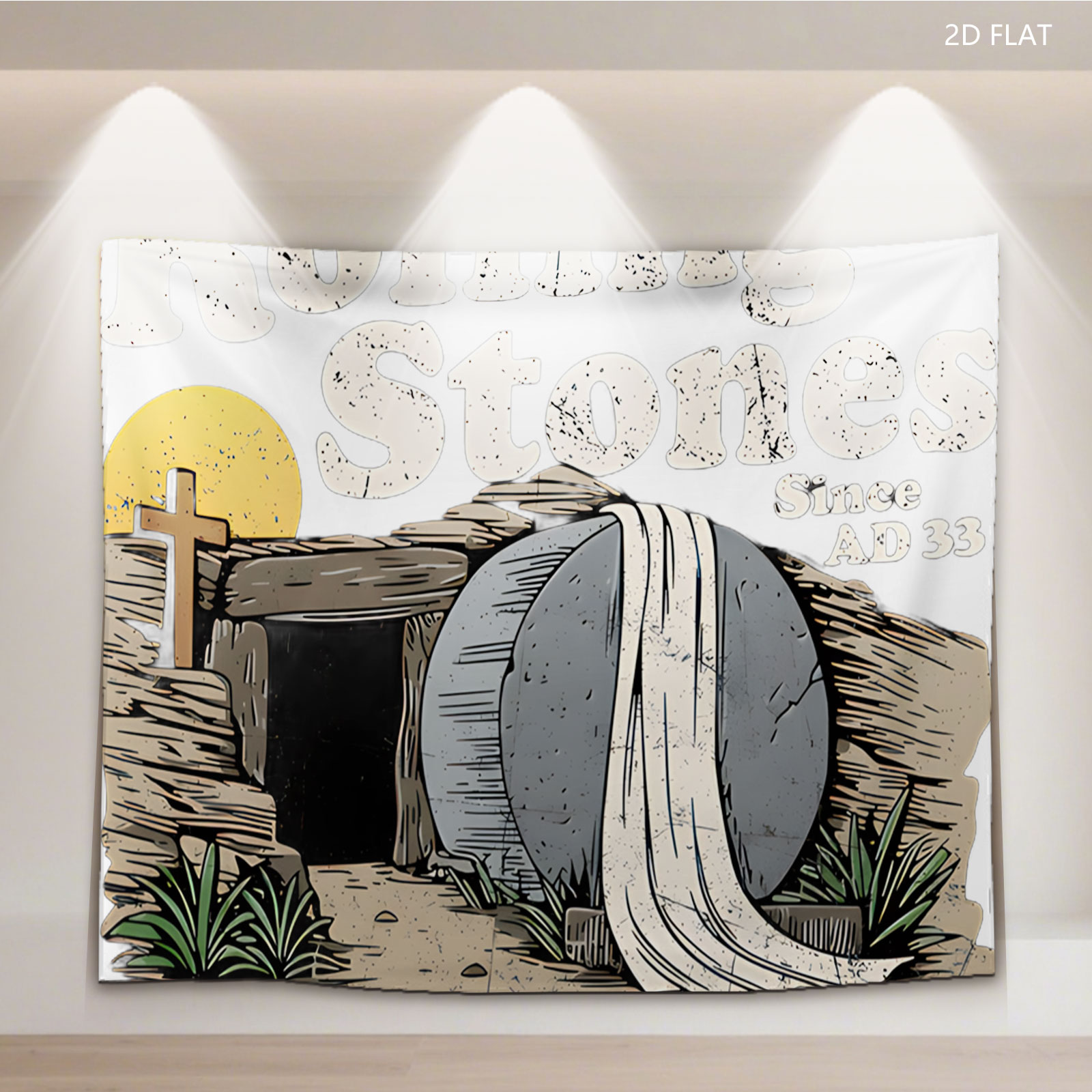 Rolling Stones Since AD 33: Easter Tomb with Rolled Stone and Cross - Tapestry