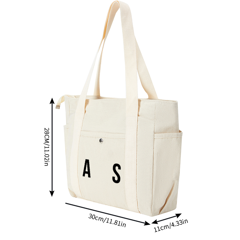 Multi Pocket Bag Beige with Abstract Letter Print Design – Versatile Everyday Carry for Urban Commuters and Style-Conscious Adults