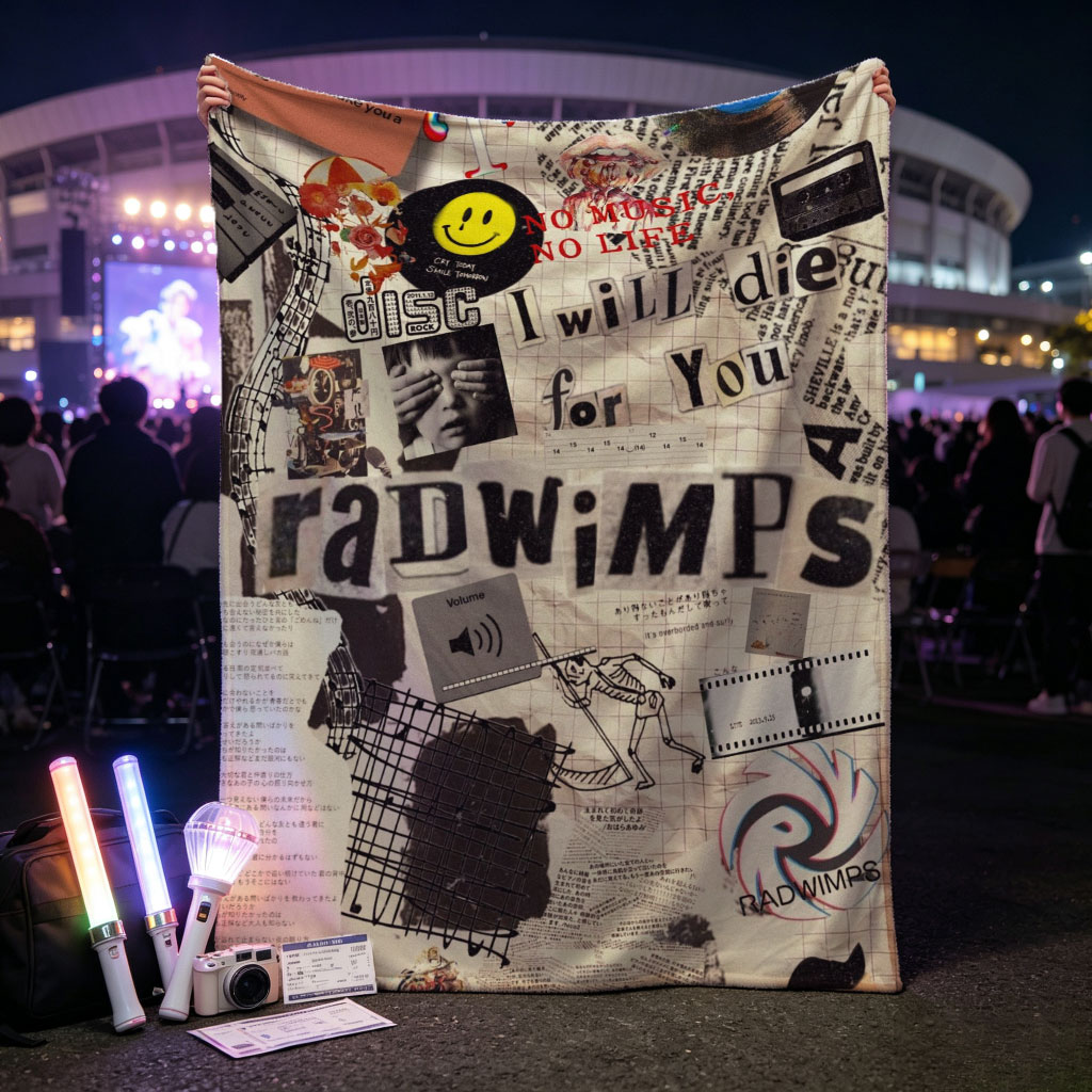 RADWIMPS Collage Art Featuring Music Themes and Lyrics - Blankets