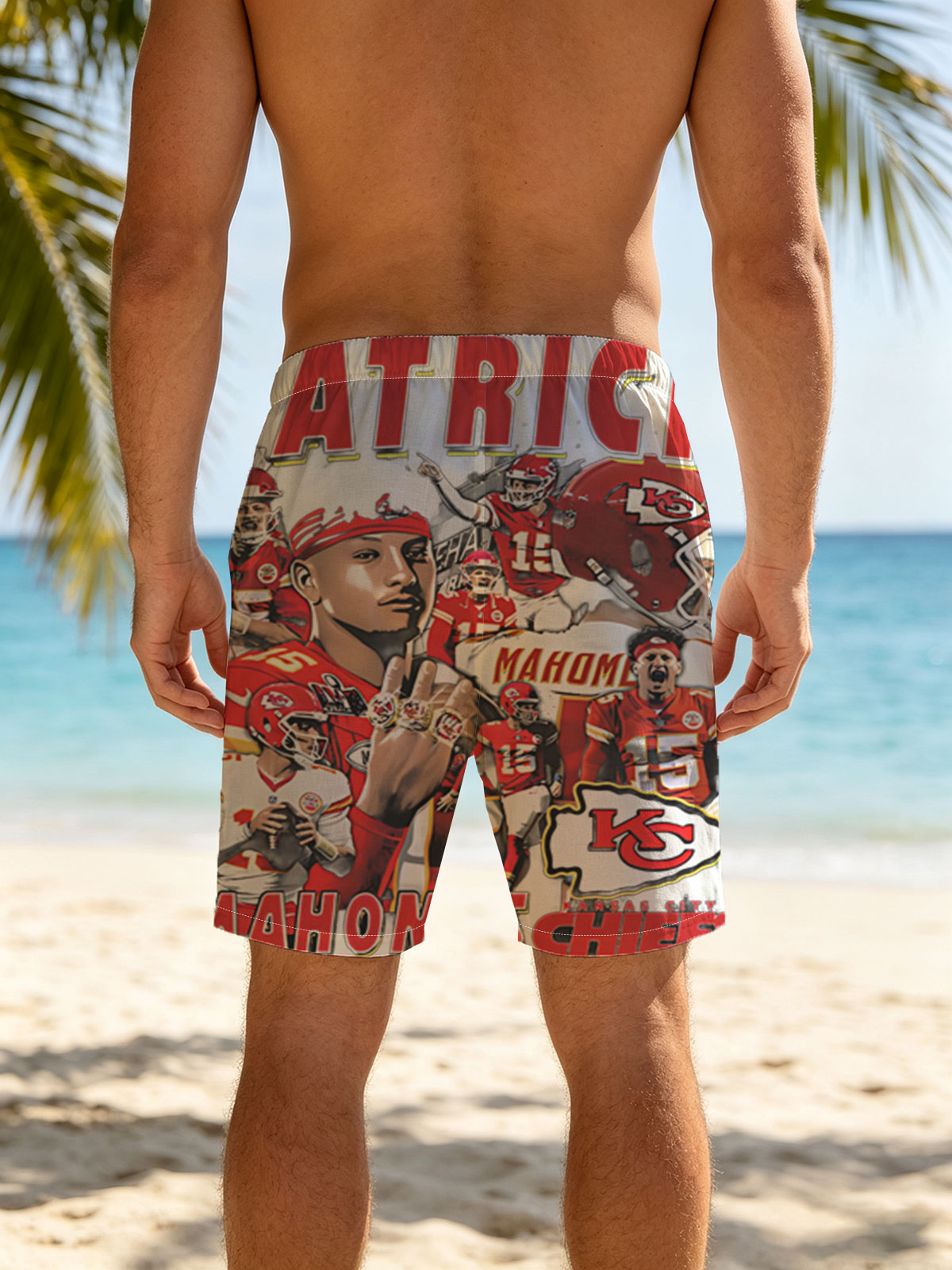 Patrick Mahomes Kansas City Chiefs Football Star Collage -  Beach shorts