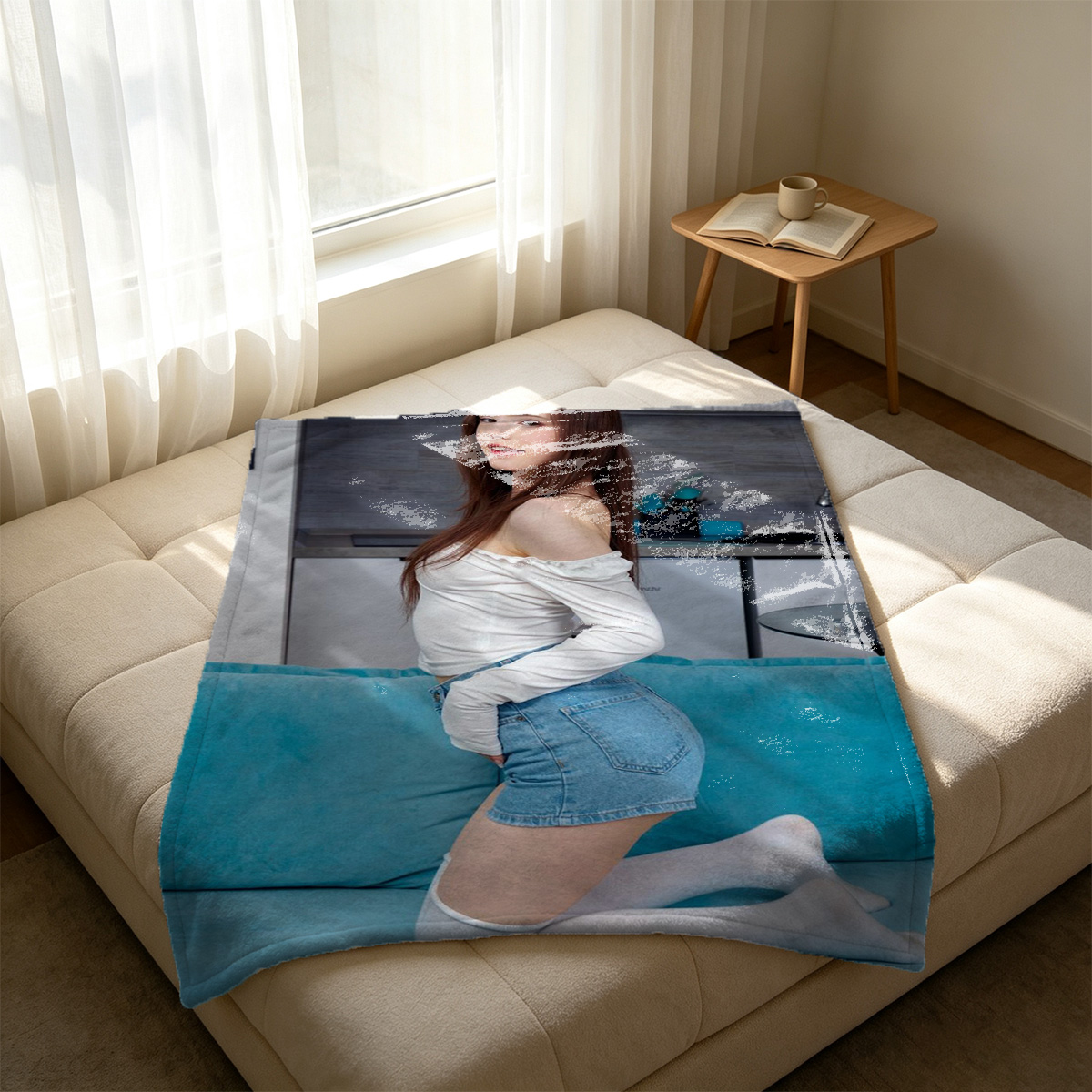 Asuka in White and Red Bunny Suit - Blanket