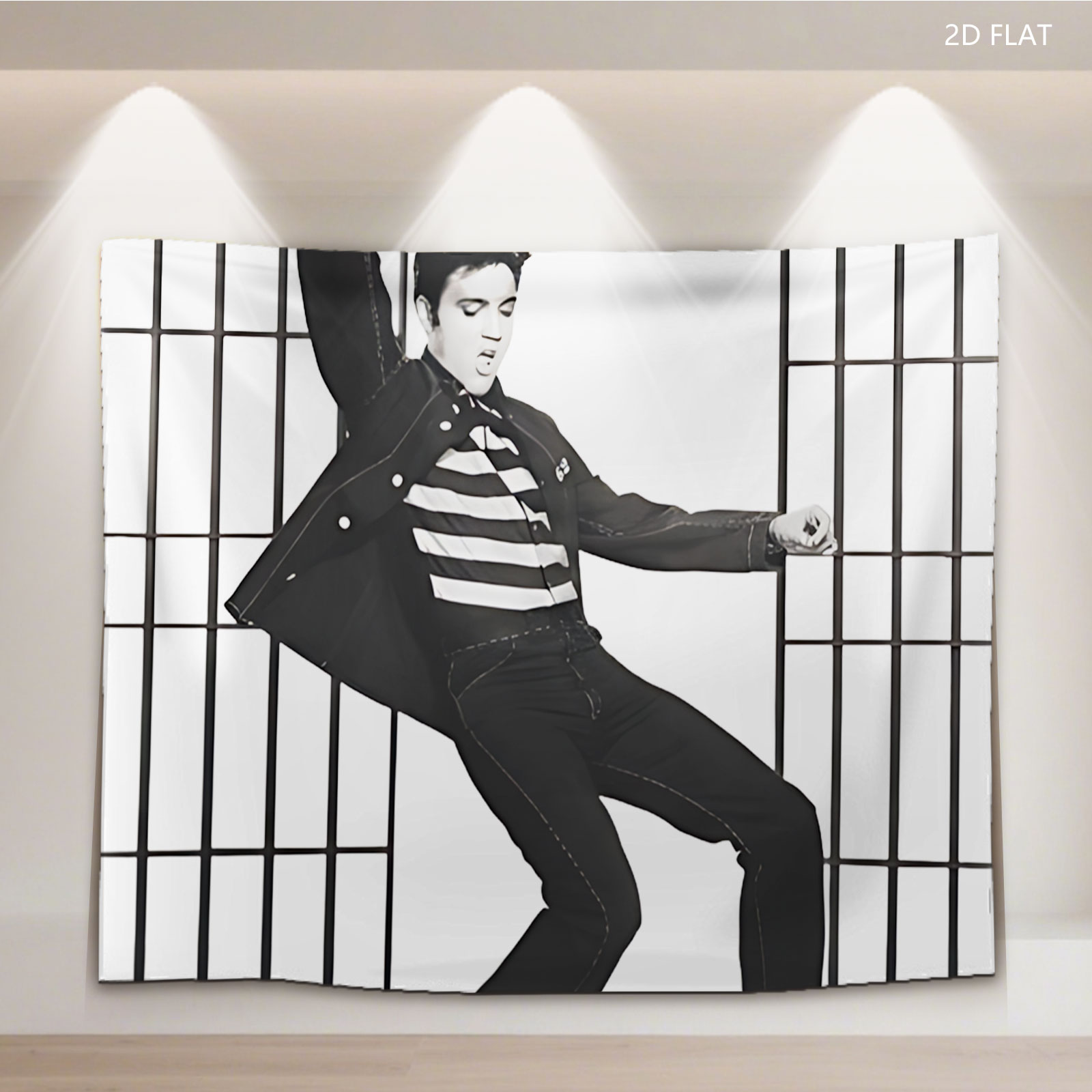 Elvis Presley in Jailhouse Rock Pose with Bars - Tapestry