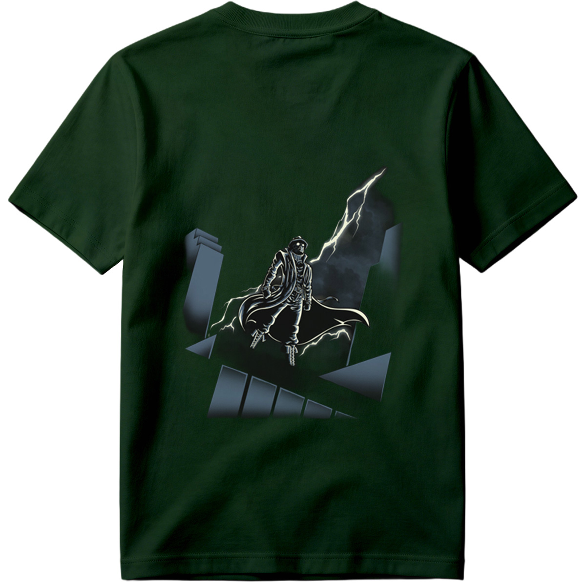 The Shadow of the Storm: Dark Hero on Rooftop - Tee