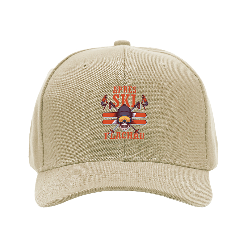 1pc New Baseball Cap with Apres Ski Flachau Skull and Snowboard Print Unisex Adjustable Hat for Outdoor Winter Activities Adults and Teens