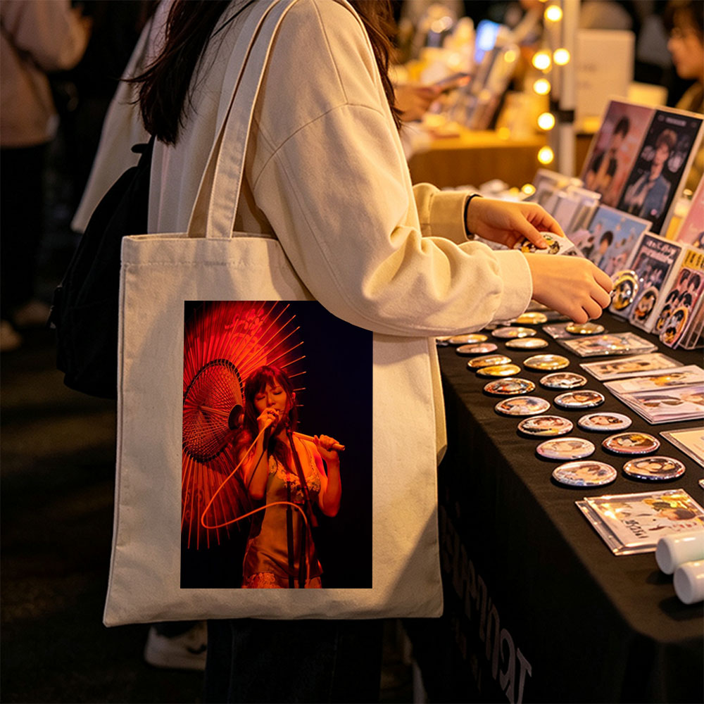 Misia Performing on Stage with a Traditional Umbrella and Microphone - Canvas tote bags