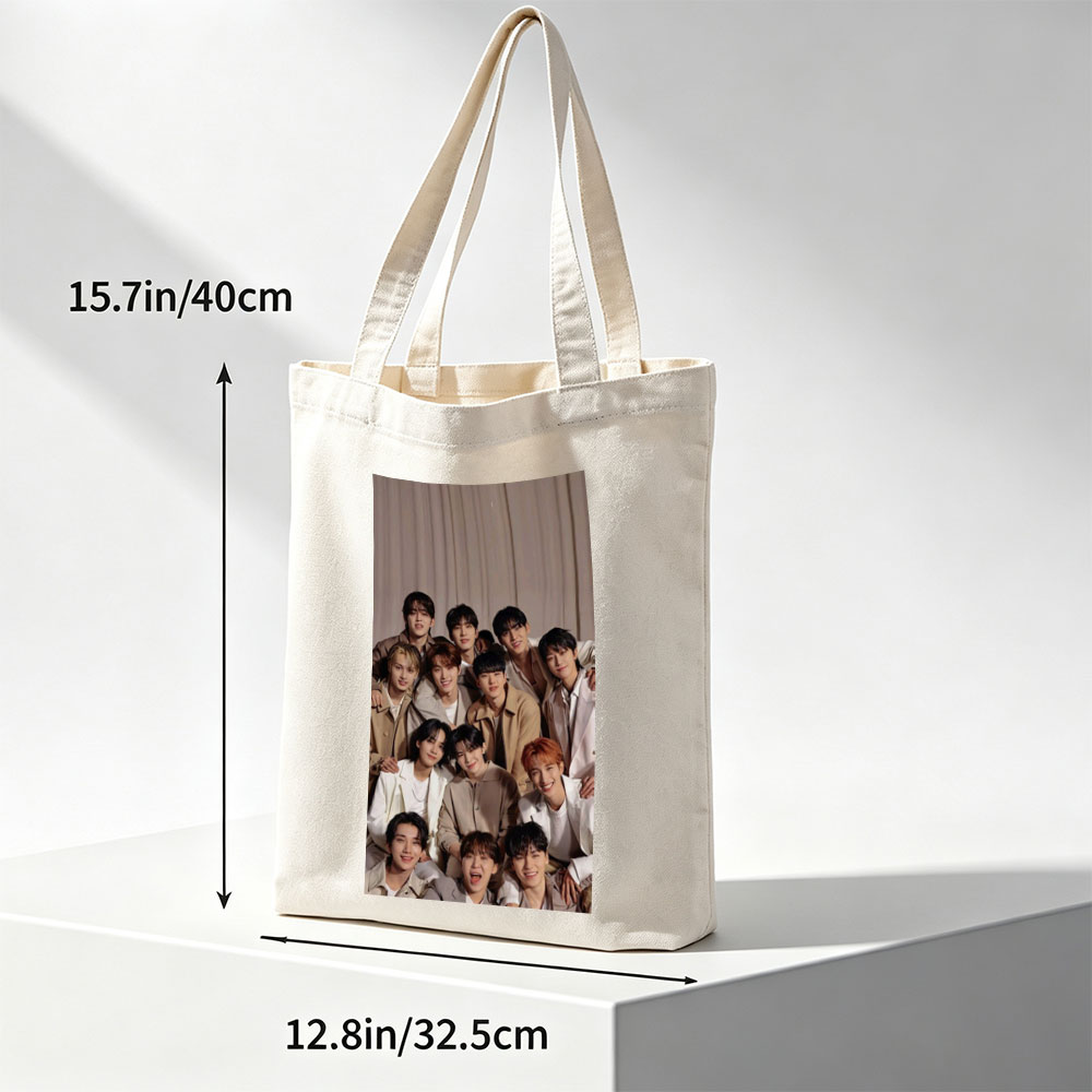 SEVENTEEN Group Photo in Coordinated Beige Outfits Posing Together for a Warm and Stylish Portrait - Canvas tote bags