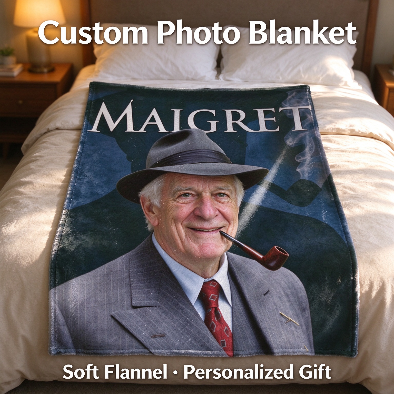 Custom Photo Face Blanket, Ultra Soft Flannel Throw with Picture Print, Ideal Personalized Gift for Bed and Couch
