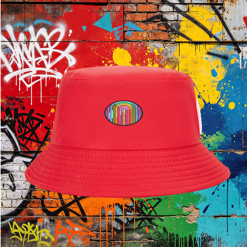 Unisex Classic Bucket Hat with Glitter Rainbow Arc Design - Perfect for Outdoor Activities, Beach, Travel, and Casual Wear - Ideal for Adults Seeking Stylish Sun Protection and Fashionable Accessories
