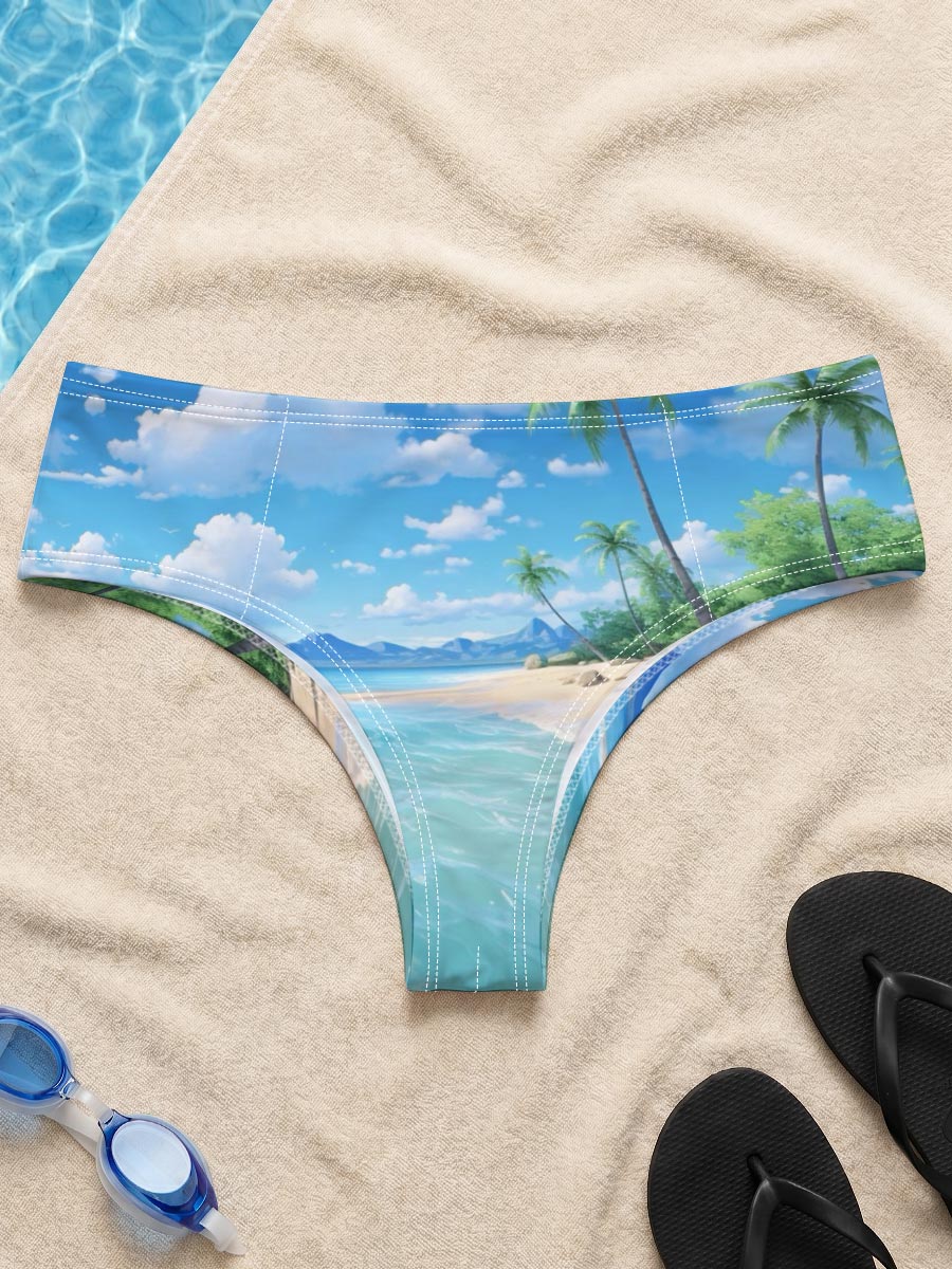 Tropical Beach with Palm Trees and Clear Blue Water -  Men's swim trunks