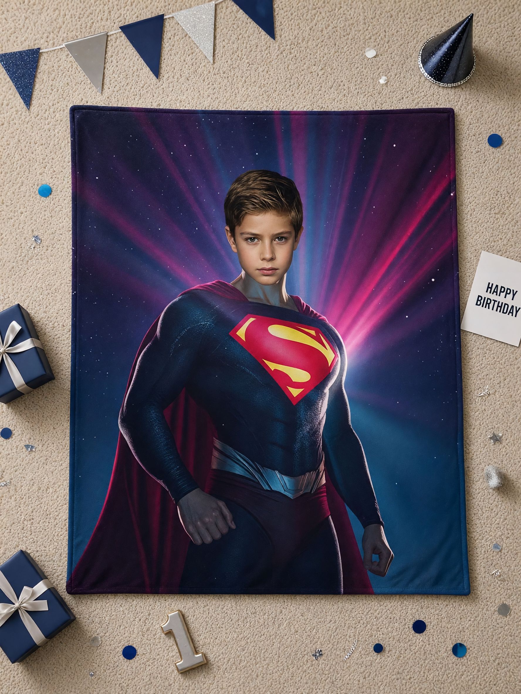 Custom Face Photo Blanket Personalized Superhero Flannel Throw, Ultra Soft Cozy Keepsake Bed Couch Blanket Gift