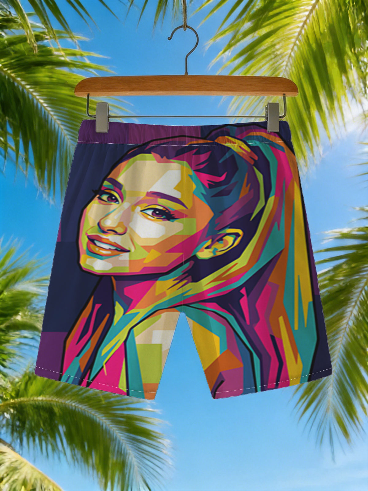 Ariana Grande Pop Art Portrait -  Beach shorts