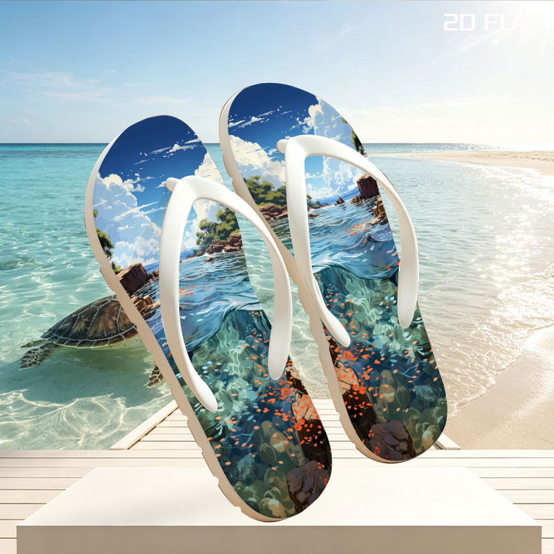 Crystal Clear Waters and Sky Reflections -  flip-flops