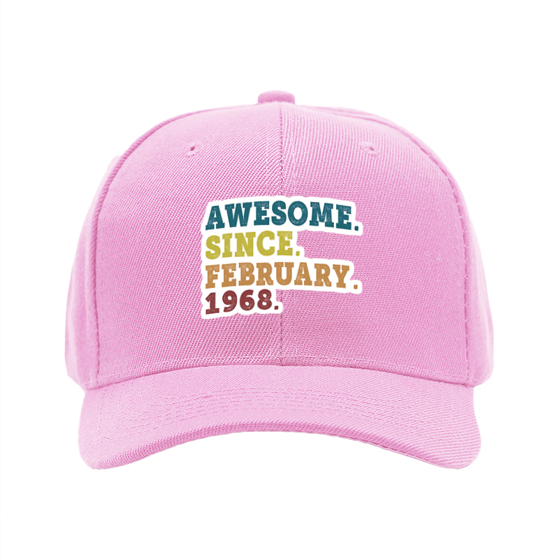 1pc New Baseball Cap Awesome Since February 1968 Print Unisex Adjustable Hat for Outdoor Activities Adults Casual Wear Fashion Statement Accessories