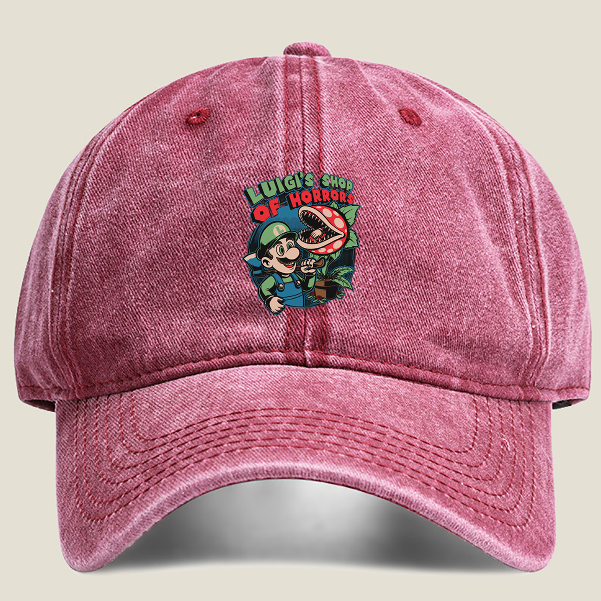 Luigi's Shop of Horrors: Luigi and Piranha Plant - Washed Denim - Baseball Cap