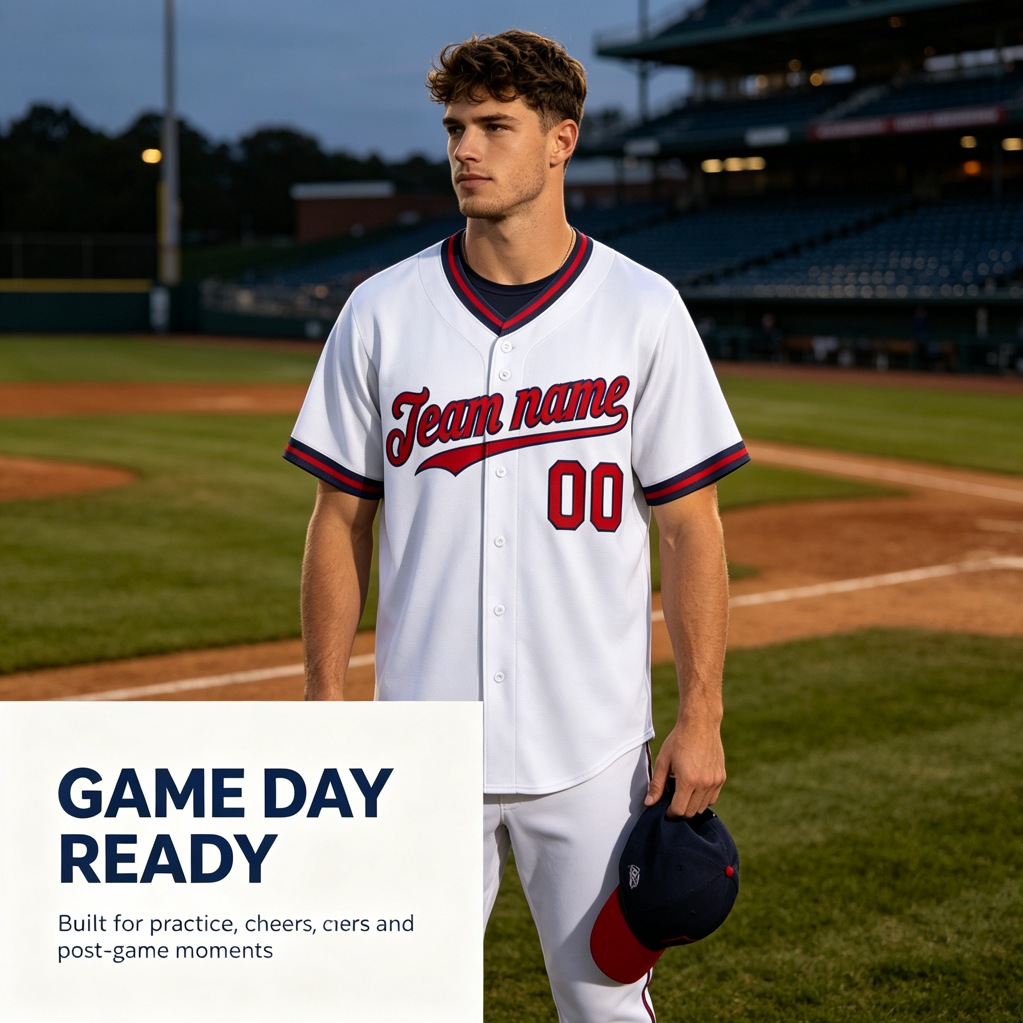 Custom Printed California Halo Style Baseball Jersey White Red Navy Ribbed V Neck Pullover Shirt for Men and Women
