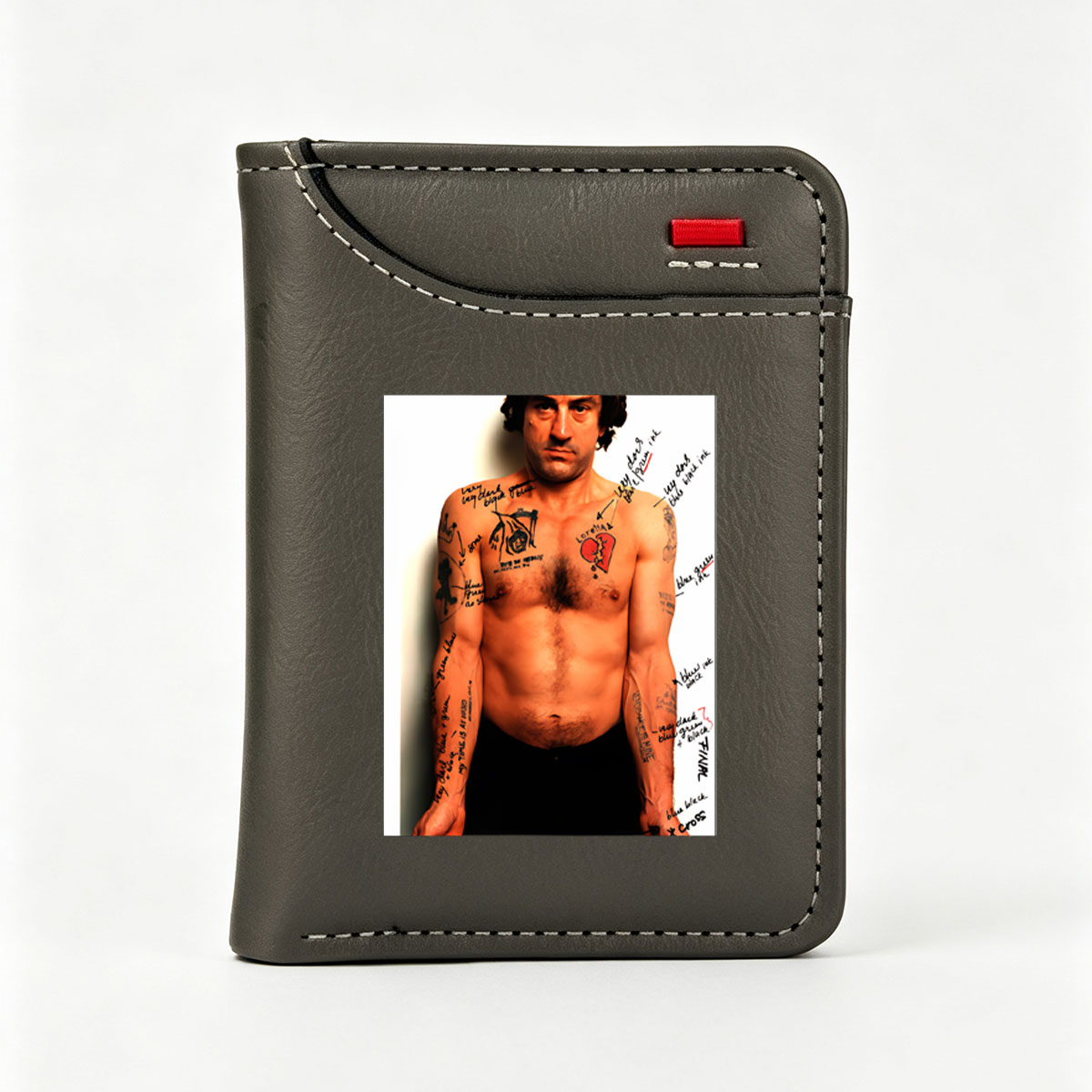Johnny Depp with Handwritten Notes and Symbols on Body - Vertical Style Wallet
