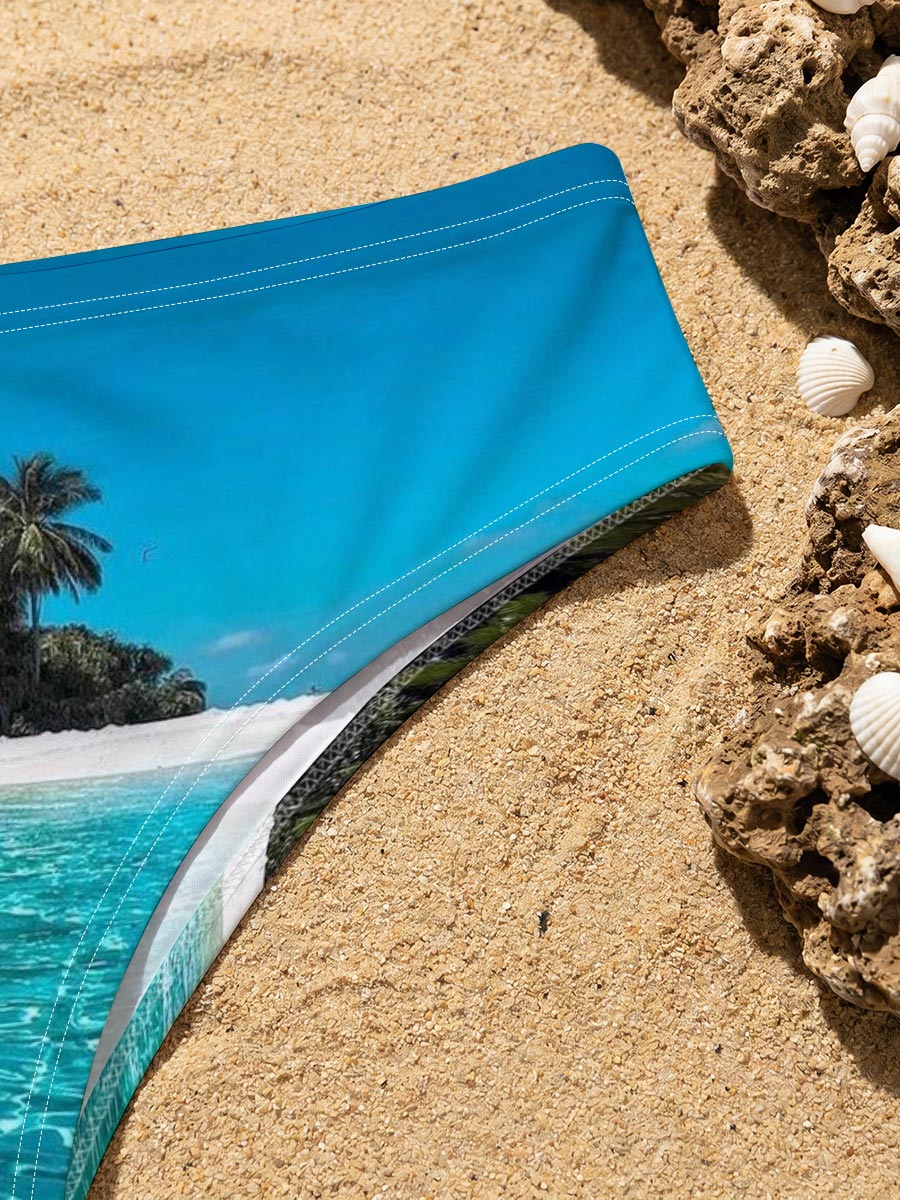 Crystal Clear Waters and Palm Trees on a Tropical Beach -  Men's swim trunks