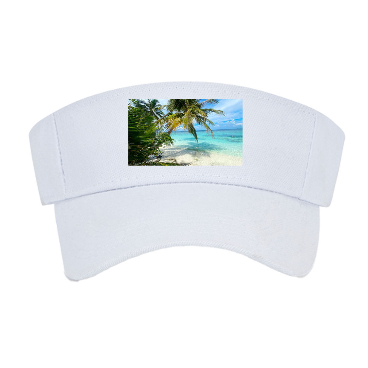 Tropical Beach with Palm Trees and Crystal Clear Water -  Visor cap
