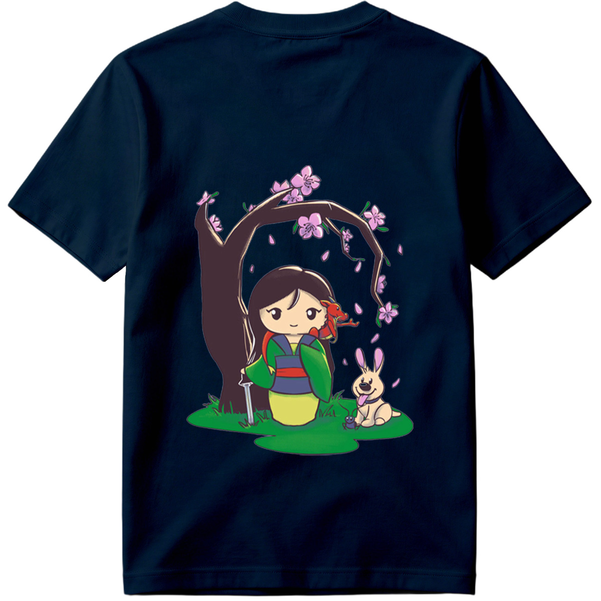 Mulan with Mushu and Cri-Kee Under Cherry Blossom Tree - Tee
