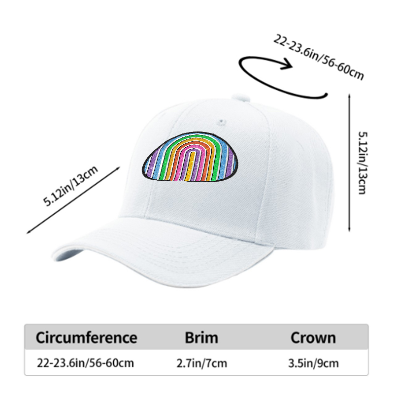 Unisex Classic Sandwich Hat with Glitter Rainbow Arc Print - Stylish Sun Protection Cap for Outdoor Activities, Perfect for Fashion-Loving Adults and Urban Explorers