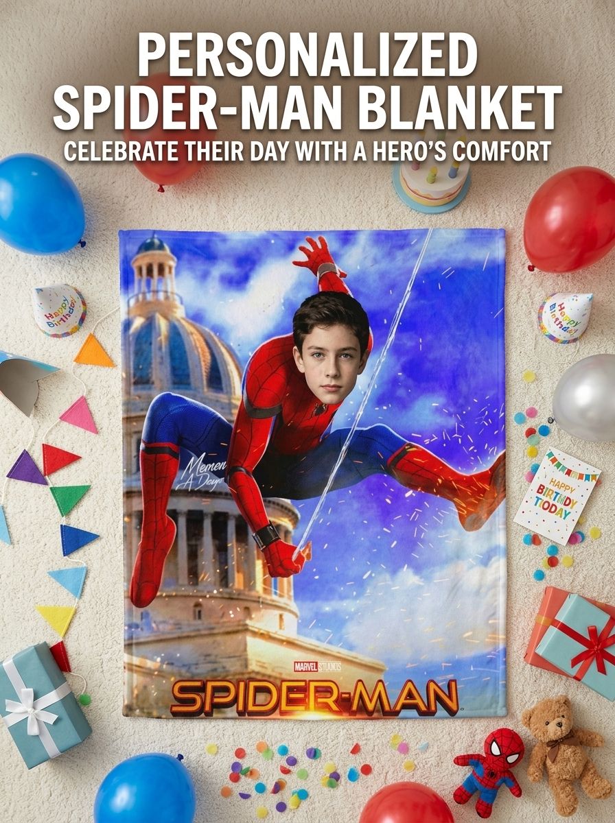 Customized Avatar Superhero Flannel Fleece Blanket Personalized Face Photo Throw Lightweight Warm Cozy Anti-Pilling Quilt for Bed Couch Travel Holiday Birthday Gift
