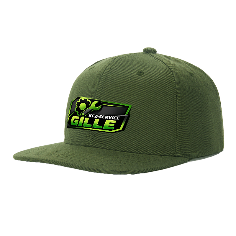 Flat Brim Baseball Cap KFZ-SERVICE GILLE Logo Print Streetwear Underground Skate Style Hat for Basketball Court Skate Park Urban Riders and Hip Hop Artists