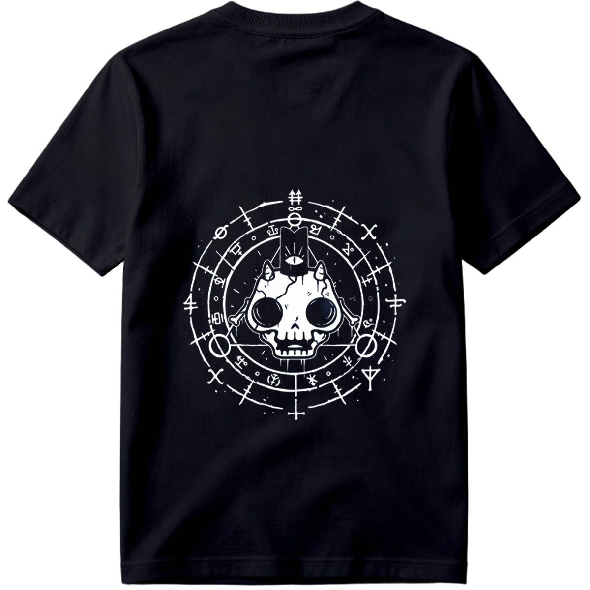 Skull with Horns and Mystical Symbols - Tee
