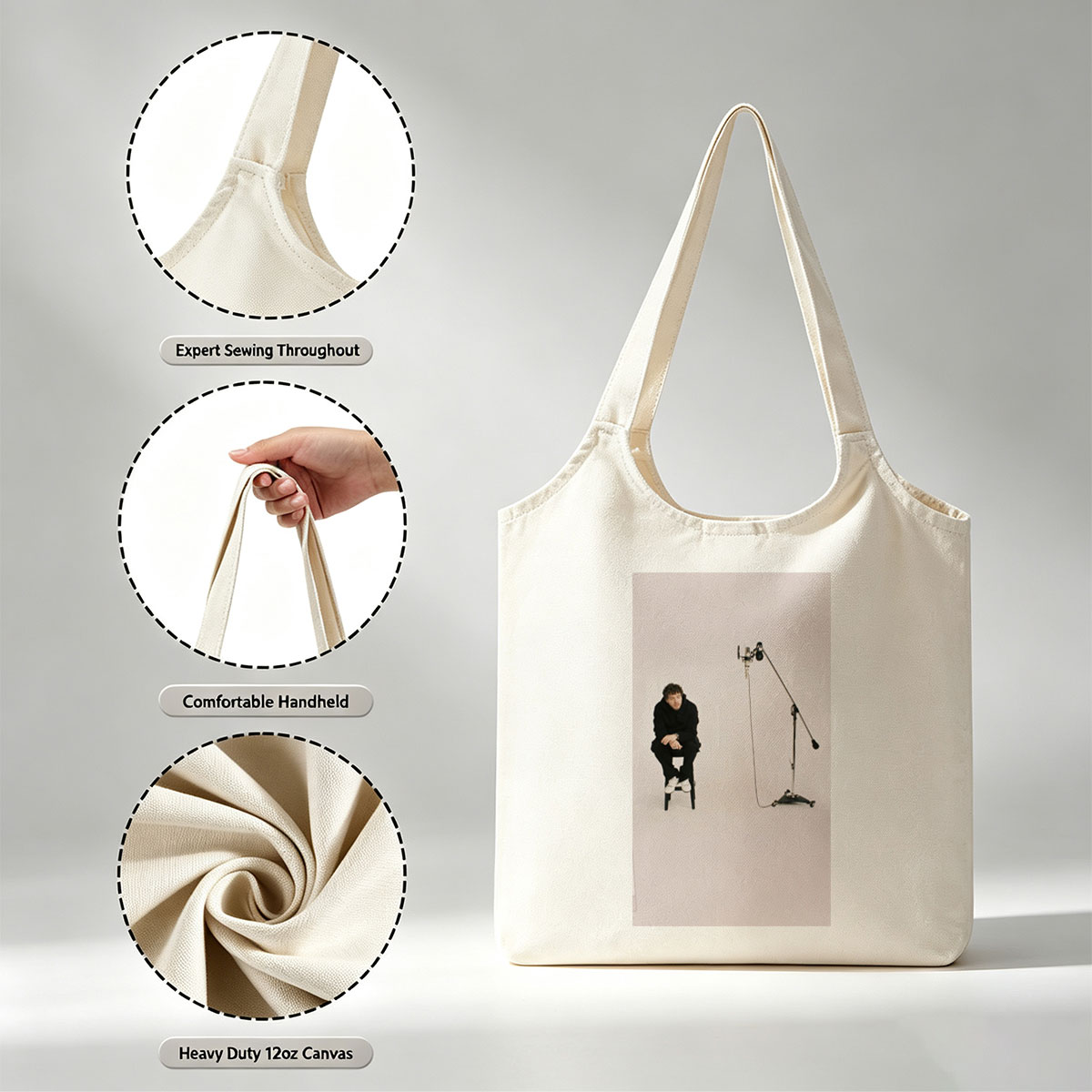 Liam Payne in Studio Session with Microphone Setup - Canvas shoulder bags/