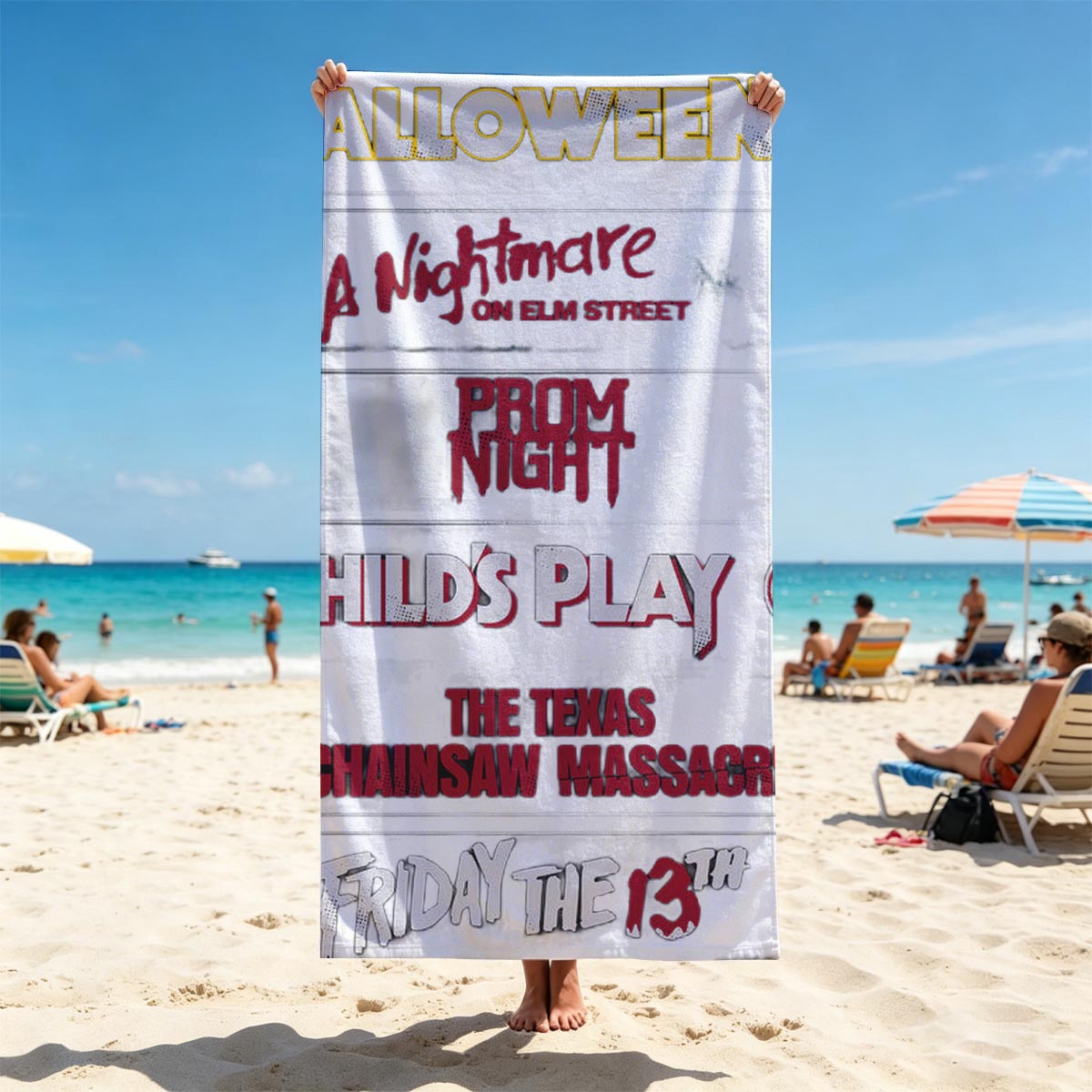 Halloween Horror Collection: A Nightmare on Elm Street, Prom Night, Child's Play, The Texas Chainsaw Massacre, Friday the 13th - Beach towels